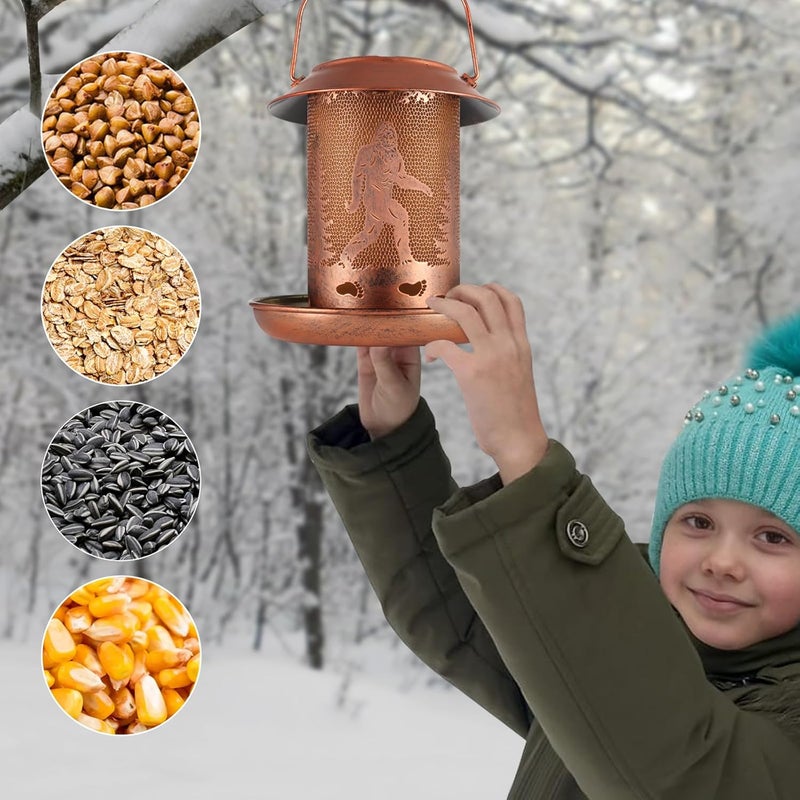 Tepaken Bird Feeders for Outdoors Solar Lanterns Outdoor Waterproof Bigfoot Hanging Garden Decor Birthdays for Women Mom Metal Solar Decoration Outside for Yard, Patio, Lawn(Sasquatch Pattern) - Image 5